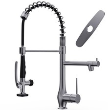 Black Stainless Kitchen Faucet with Pull Down Sprayer, Single Handle High Pre...