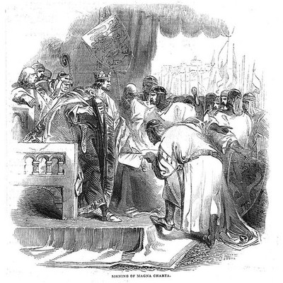 The Signing of the Magna Carta - Antique Print 1843