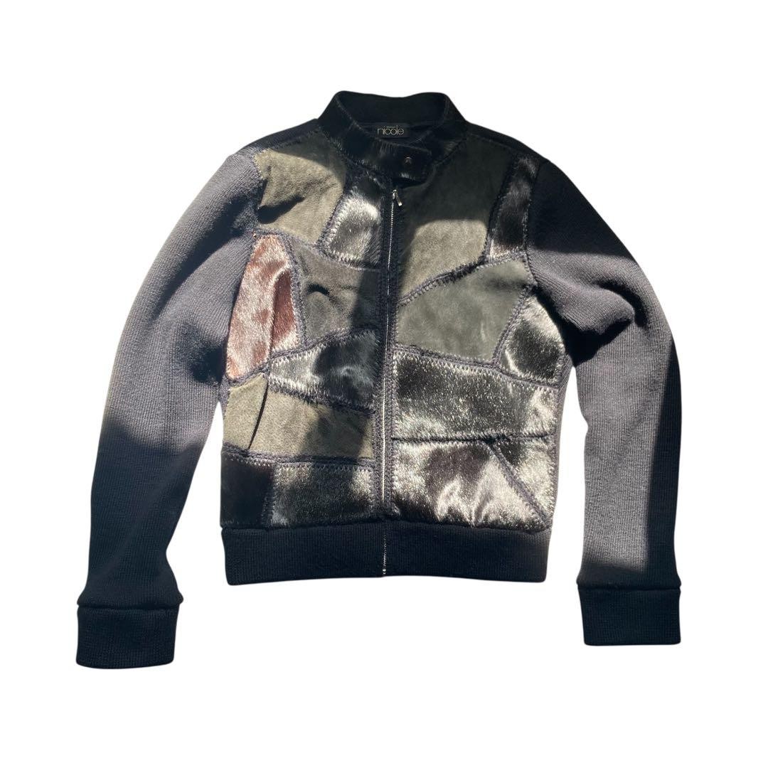 M Size Leather Jacket 90S Patchwork Horseskin Har… - image 7