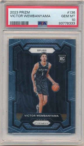 VICTOR WEMBANYAMA 2023/24 PANINI PRIZM #136 RC ROOKIE SPURS SP PSA 10 GEM MINT