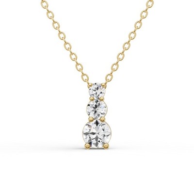 14K Gelbgold 1 kt im Labor gezüchteter Diamant drei Steine Schnee versteckte Kaution Anhänger