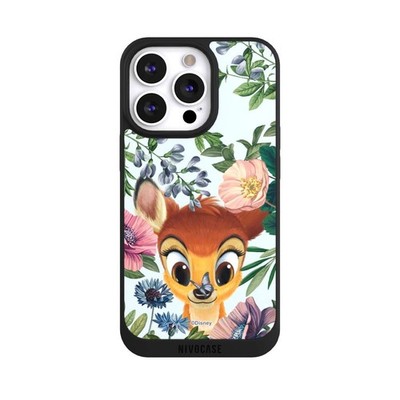 Handyhülle Apple iPhone 13 Pro  Hülle NIVOpure Case Schwarz Bambi Blumen Disney