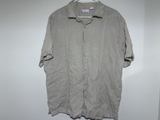 Cafe Luna Mens XL Beige Solid Linen Woven Sho...