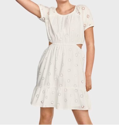 Sugar & Jade Girls White Eyelet Cutout Bohemian Dress size XL 16/18 NWT MSRP $50