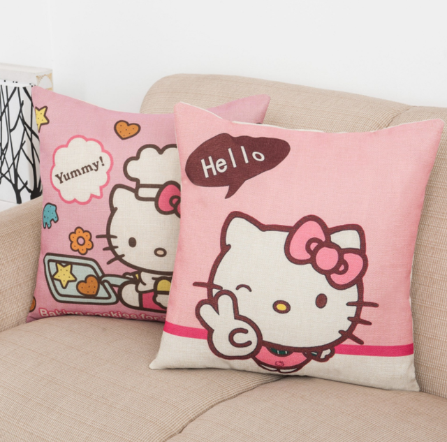 CUTE HELLO KITTY PILLOW TAPESTRY THROW CASE CUSHION COVER 45*45 CM 1 pc