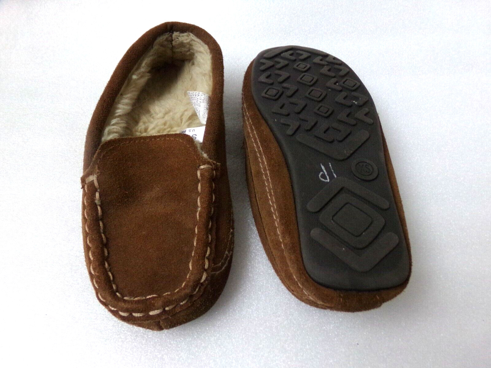 VTG Target Moccasins REAL LEATHER Boys Suede Slippers See-SIZE 11-12 XS Toddler