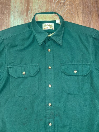 Vintage Cabelas Mens Sz L Large Long Sleeve Button Shirt Green Work Hunting - Picture 2 of 6