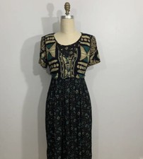 Vintage Dress 1990s Aztec Southwestern Medium