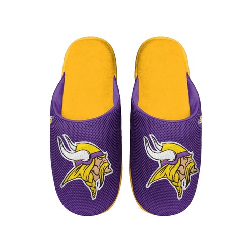 Minnesota Vikings NFL Men's Big Logo Stripe Slipper, 4 Sizes