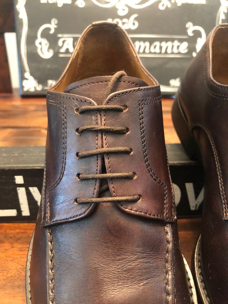Barneys New York Mens 8M Brown Leather Square Toe Oxfords  display picture 1