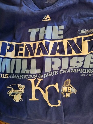Majestic Kansas City Royals TShirt Mens Large Blue 2015 World