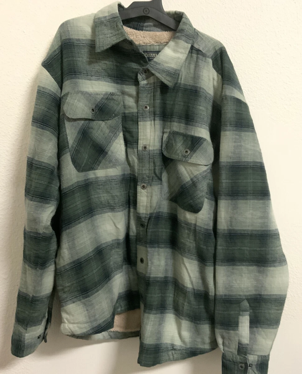 Grizzly Mountain Men's Shirt Jacket Plaid Sherpa Fleece, Color: Green,  Size: XXL | eBay
