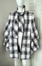 Ivan Montesi Virgin Wool Blend Open Coat Scarf Gorgeous Sleeves Tweed It46 Uk14