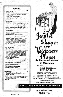 1954 Craftsman The Jointer Shaper Thickness Planer 9 1954 Craftsman The Jointer Shaper Thickness Planer 9