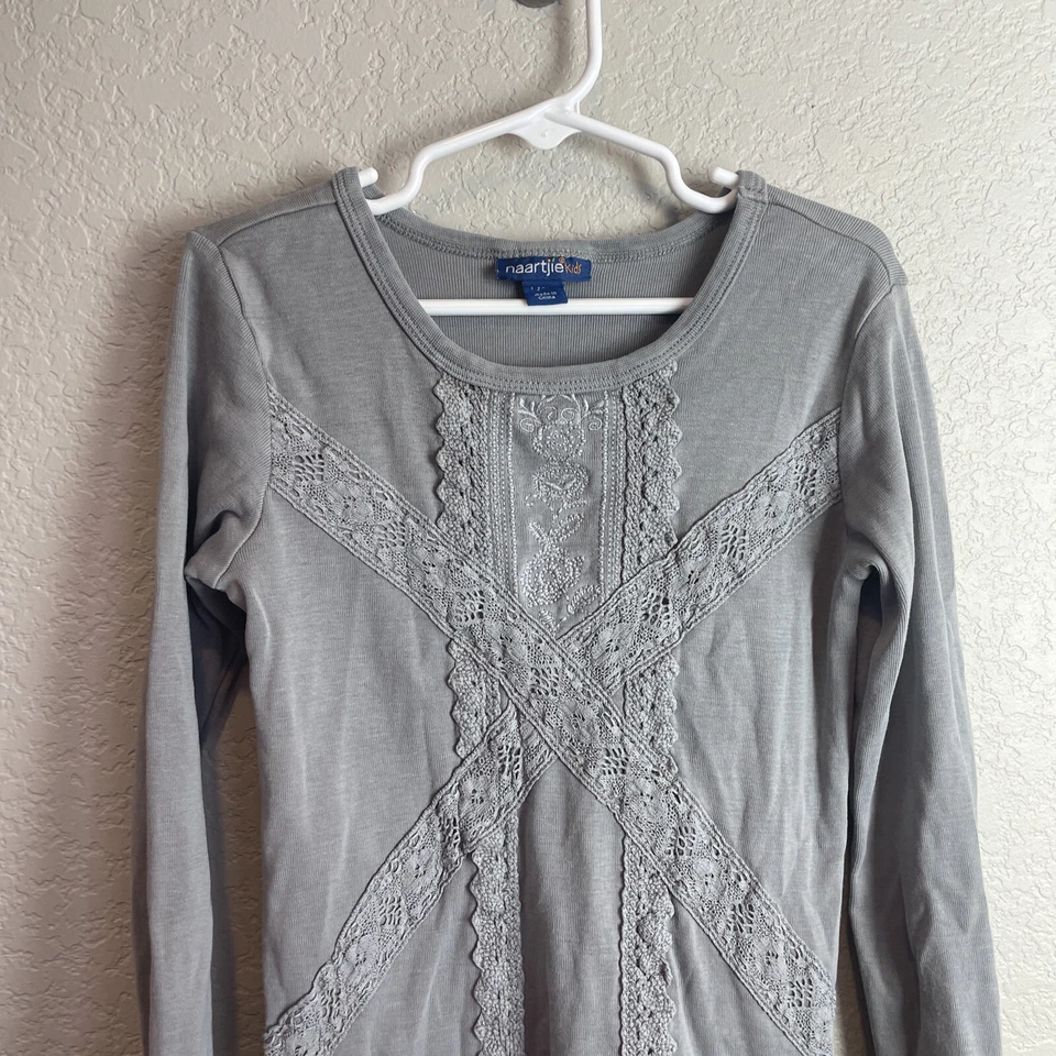 Naartjie Kids Girls Ruffle Long Sleeve Dress Tunic Gray  Sz 7 Boutique - Image 4 of 4