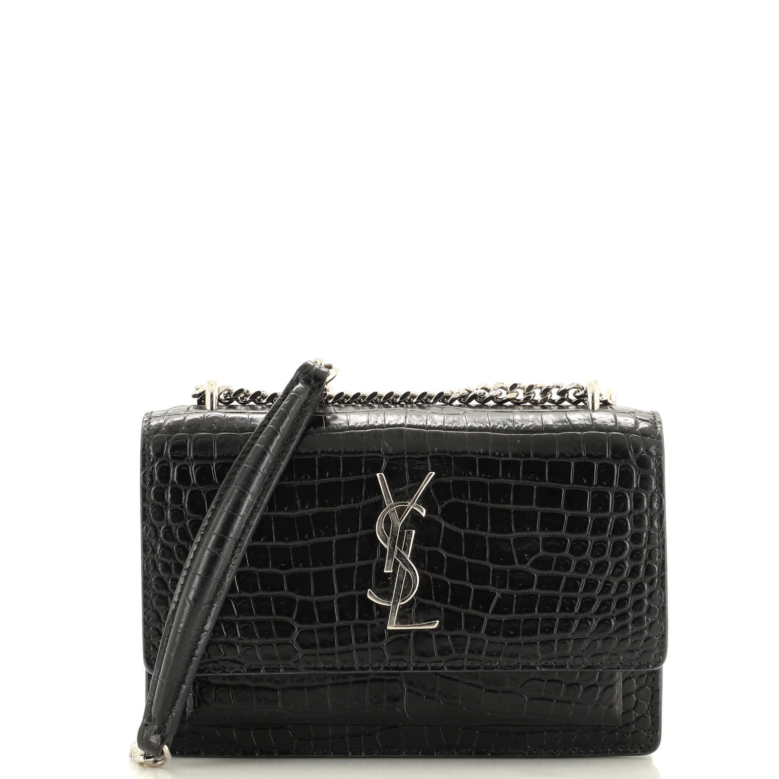 Sunset Chain Wallet YSL Sunset Chain Wallet In Crocodile-embossed