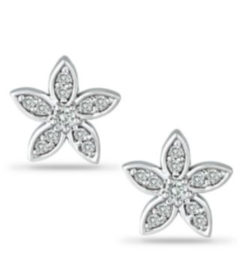 Flower Stud Earrings, Sterling Silver, Cubic Zirconia, BRAND NEW Macys