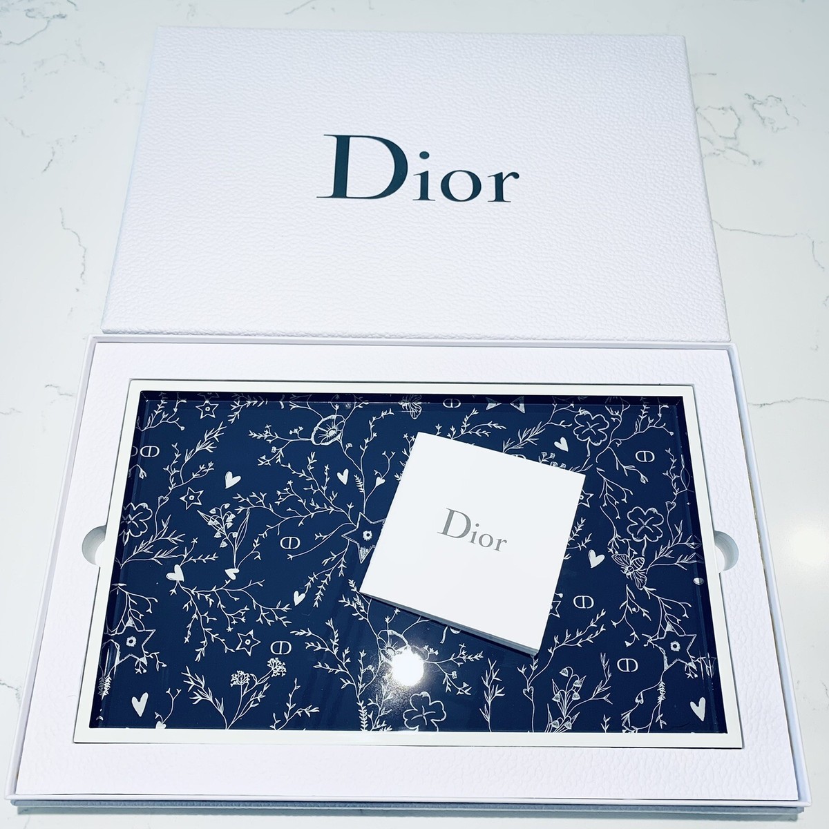 Dior Floral Pattern Decorative Lacquered Vanity Tray in Box 2020
