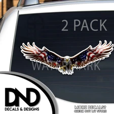 Soaring Bald Eagle Decals Vehicle Graphics Patriotic American USA Decals 2 Pack