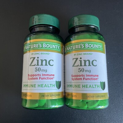 2 Nature's Bounty Zinc Supports Immune Health 50mg 100ct Tablets #1 Brand 06/27+