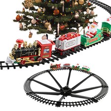 Christmas Tree Train Set Around Tree Lights Musical XMAS Decor
