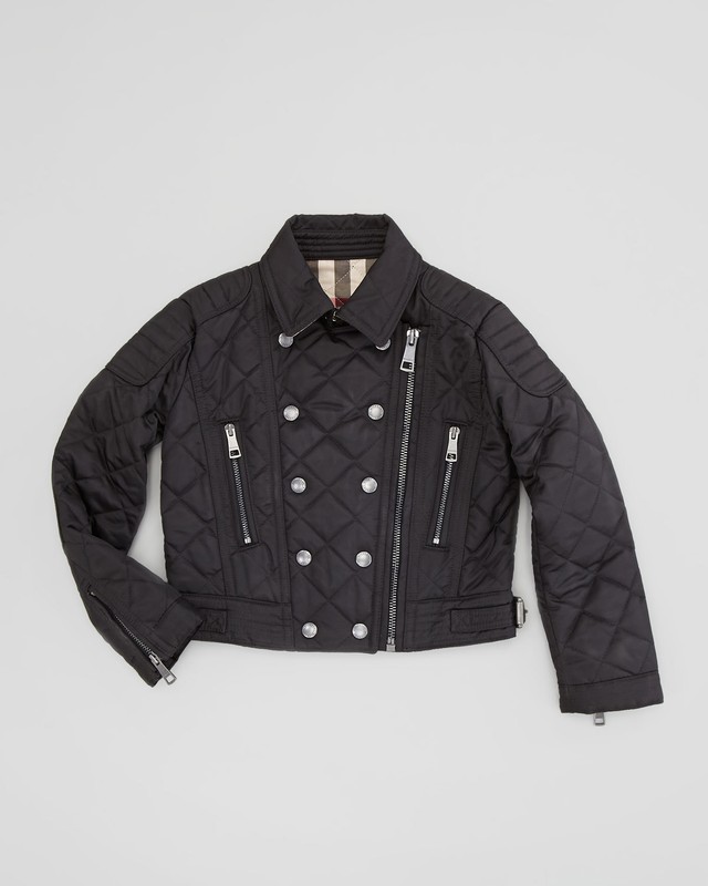 100% AUTHENTIC NEW BURBERRY GIRL MOTORCYCLE BLACK JACKET W/BOW BELT US 6