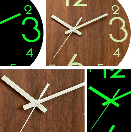 12 inch Luminous Wooden Round Silent Non-Ticking Quartz Wall Clocks Large Num... - 第 6/7 張圖片