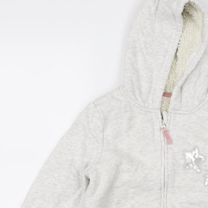 Nutmeg Girls Grey Cotton Blend Full Zip Hoodie Size 11 Years image 6