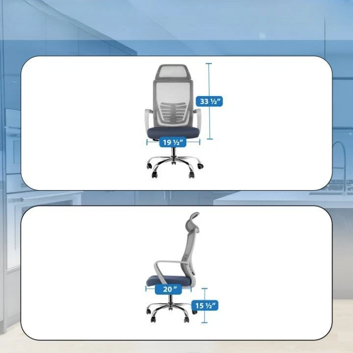 2x Ergonomic Mesh Office Gray Chair Lumbar Support Desk Swivel Computer Chair - Image 3 of 4