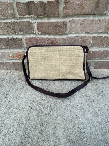 Etienne Aigner Beige Jute & Polyester Multi-Compartment Shoulder / Crossbody Bag - Picture 3 of 3
