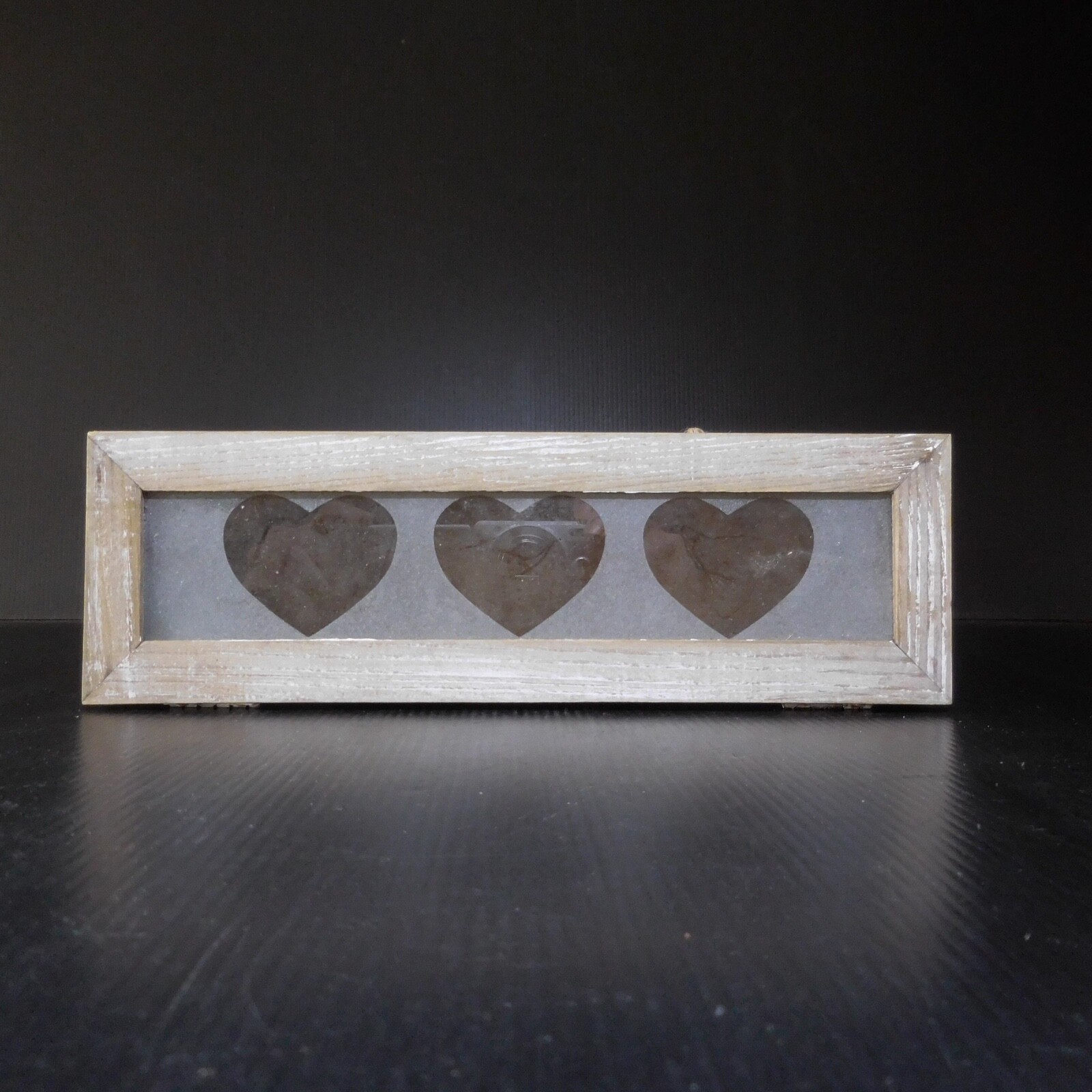 N9088 Vintage Art Deco Heart Display Case Box Wood Glass Brass Handmade