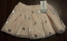 Carters Girls 6 Months Pink Tulle Skirt NWT NEW 26 Silver Bows GORGEOUS