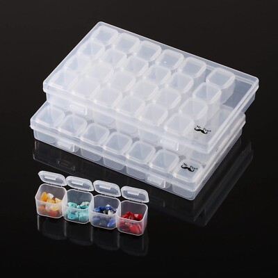 Mr. Pen- Diamond Painting Bead Storage Containers 28 Grids (2 Pack) 160pc Labels