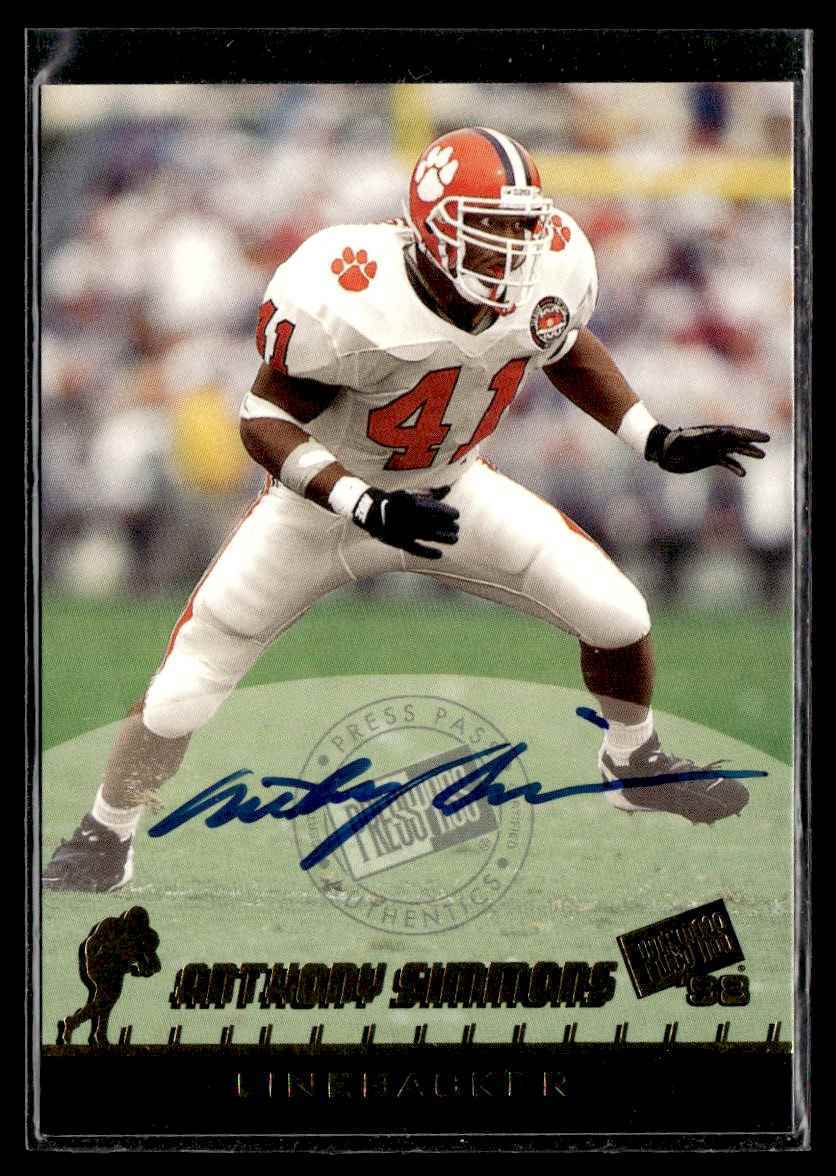 1998 Press Pass Autograph Anthony Simmons Clemson Tigers | eBay
