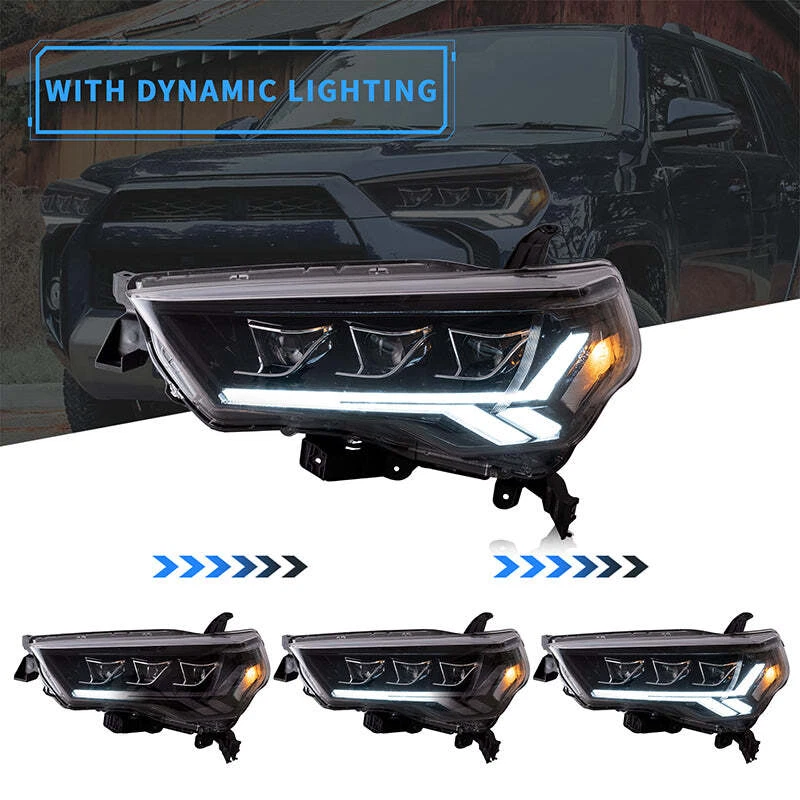 VLAND Clear LED Headlights Front Lamp For 2014-2023 Toyota 4Runner W/Sequential - Image 4 of 4