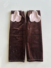 Brown With Pink Paw Pad Arm Warmers Ultra Soft Warm Minky Fabric Handmade