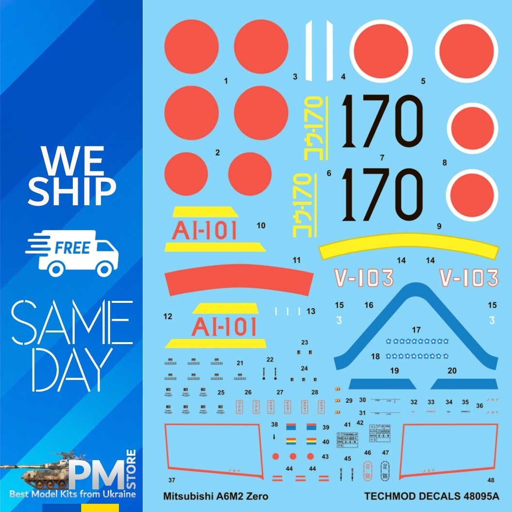 Techmod 48095 1/48 Mitsubishi A6M2 Zero Japan fighter aircraft Wet