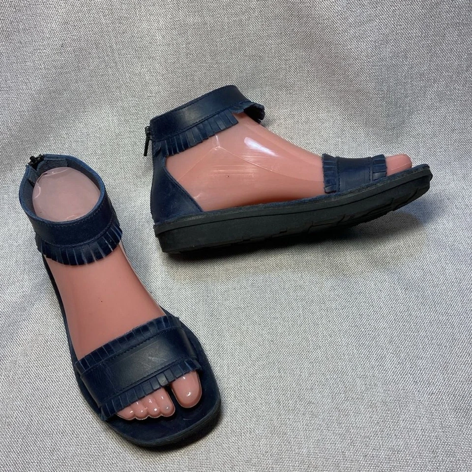 Sandalias boho Fly London para mujer de cuero con flecos y correa en el tobillo talla 35 US-5 Foto 2 de 4