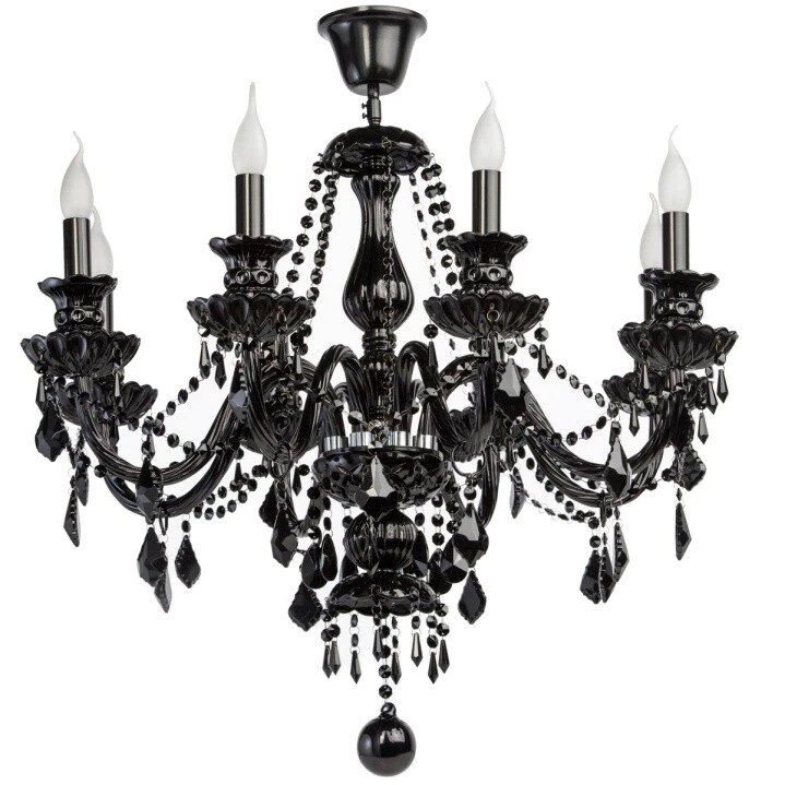 Chiaro Luxury Gothic 8 Light Candle Style Ceiling Chandelier Black