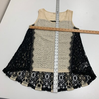 トップス RYU Ryu Top Womens S Small Open Knit Stripe Lace Emo Back High Low