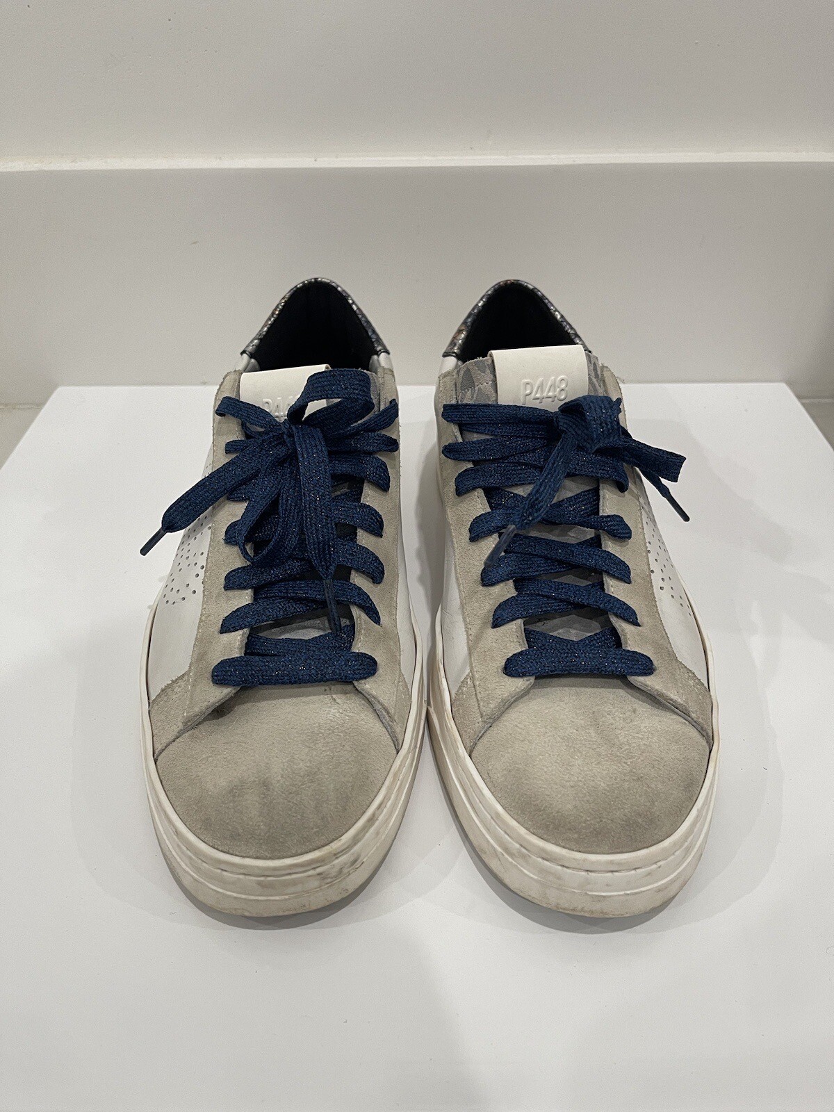 P448 John Low Top Sneakers Leather Python Blue Un… - image 5