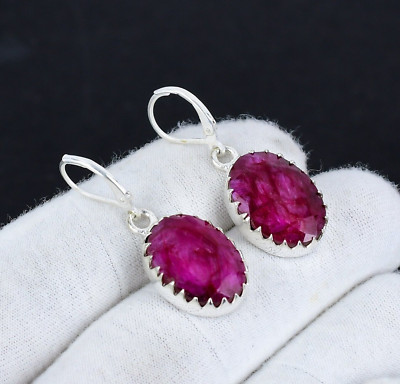 Kaschmir roter Rubin Edelstein Lab Created 925 massiv Silber Ohrringe für Frauen Geschenke