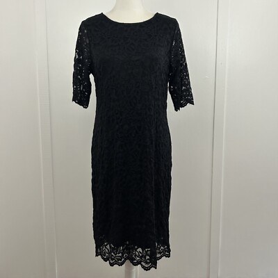 Nina Leonard Women's Lace Sheath Dress, Black, Large