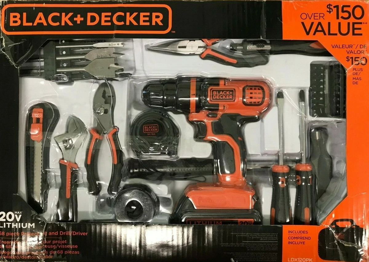 Black Decker 20V MAX Lithium DrillDriver 68 Piece Project Kit With