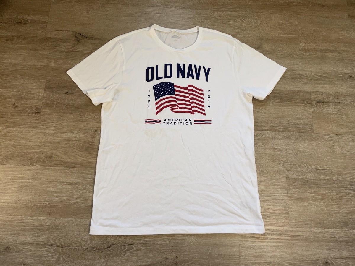 Men's Old Navy T-Shirt Size L White Blue 1994 2019 Tee American