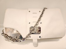 Borsa a mano Versace bianca con patta e tracolla nera