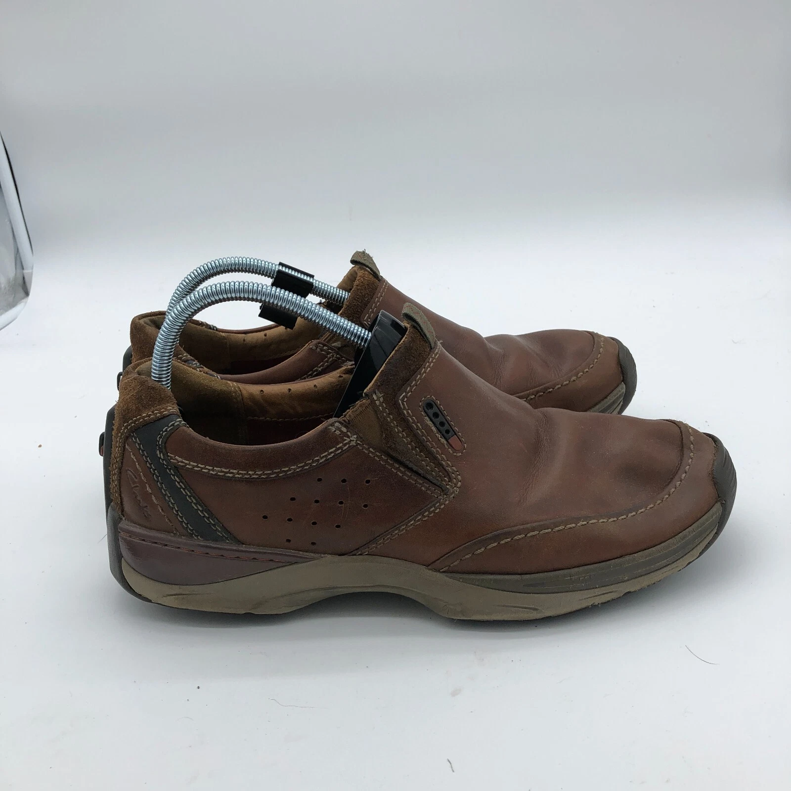 Mocassini Clarks Skyward Free da uomo 11 M in pelle marrone scarpe con ventilazione attiva
