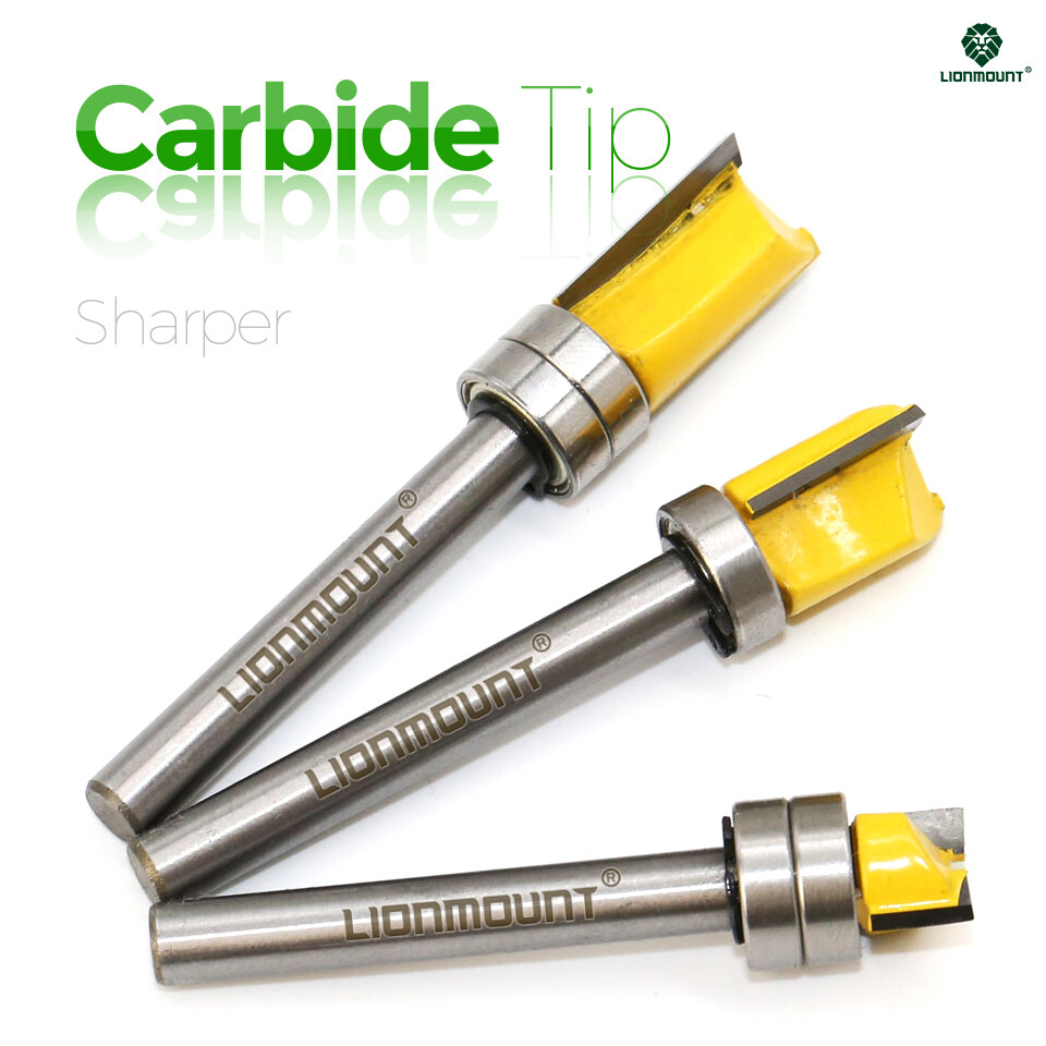 3PCS 6mm Shank Straight Flush Trim Router Bit Set Metric Cutter Woodworking Tool