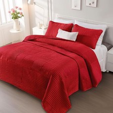 Twin Quilt Set Soft Lightweight Quilts Bedspreads Coverlet with Striped Patte...