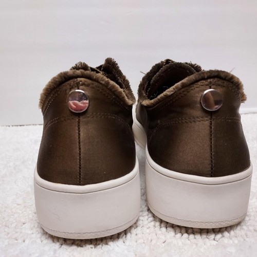 Mossimo Supply Satin Sneakers Womens Sz 11 Skater Shoes Fringed Y2K Grunge Grn - Picture 8 of 12